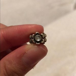 PANDORA Flower Charm with Light Blue Stones